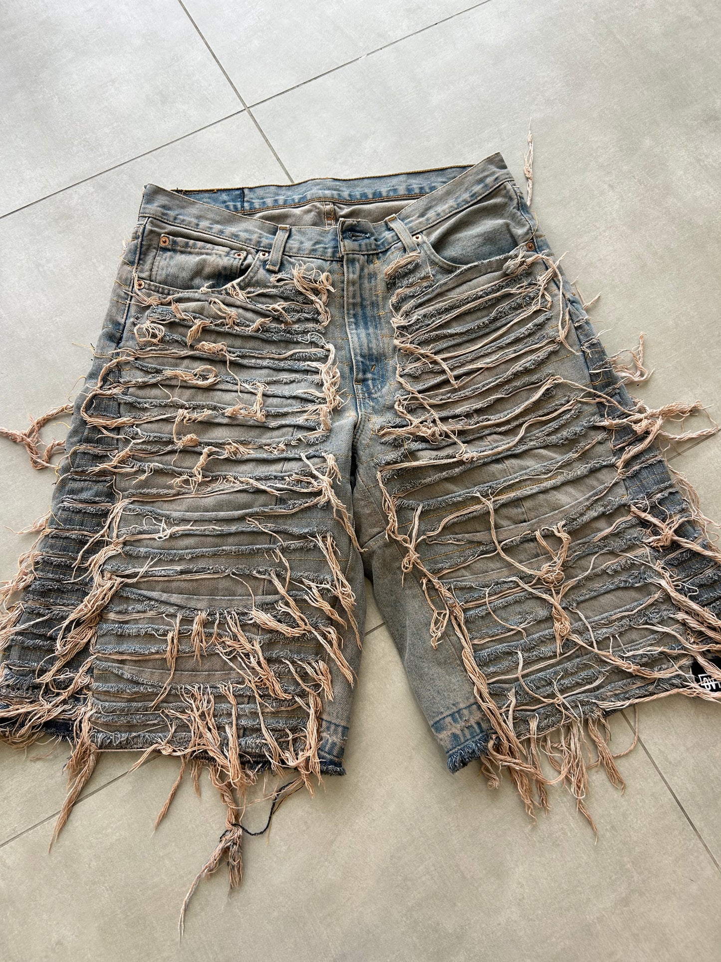 sandblasted shorts