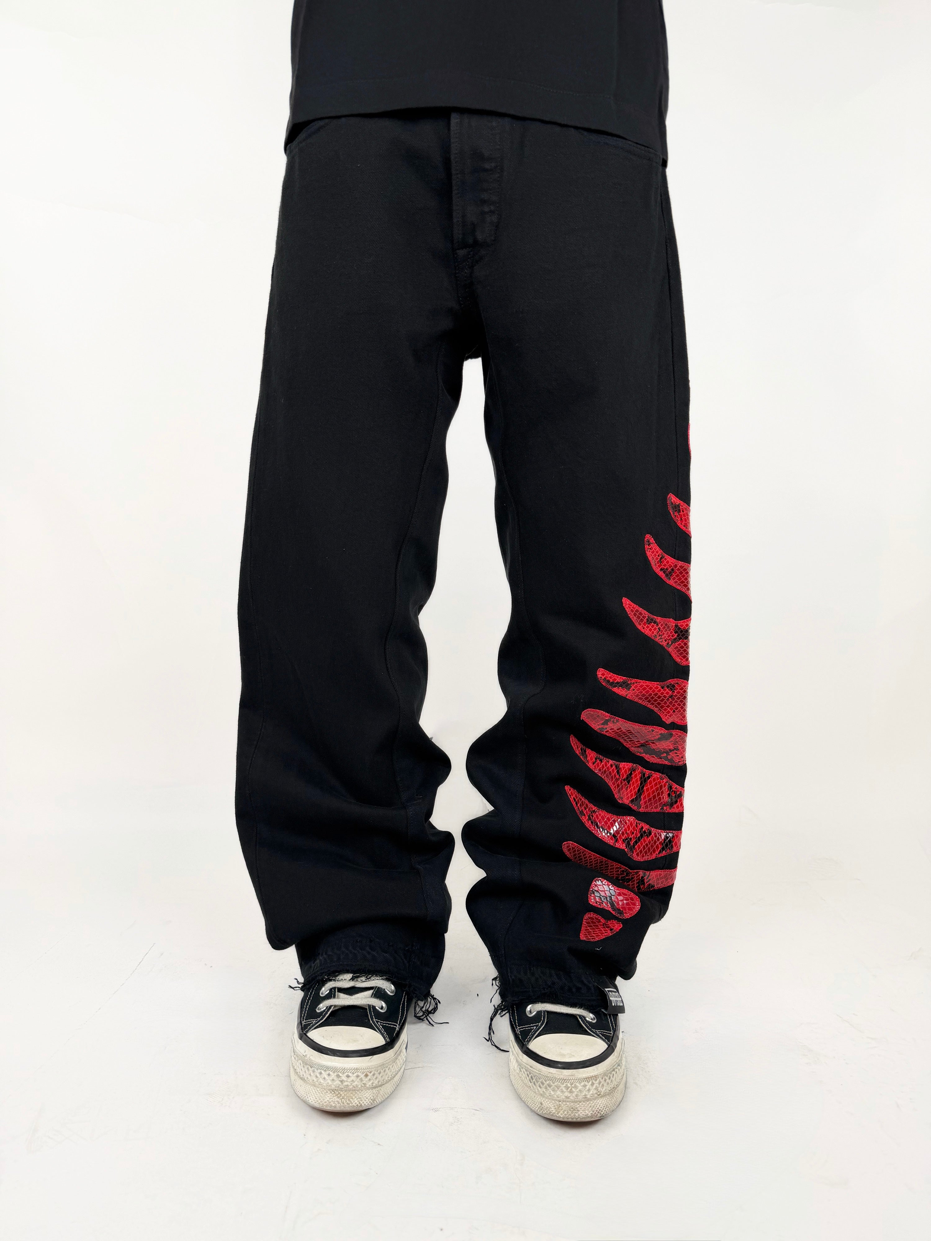SKELETON LINE JEANS red phyton