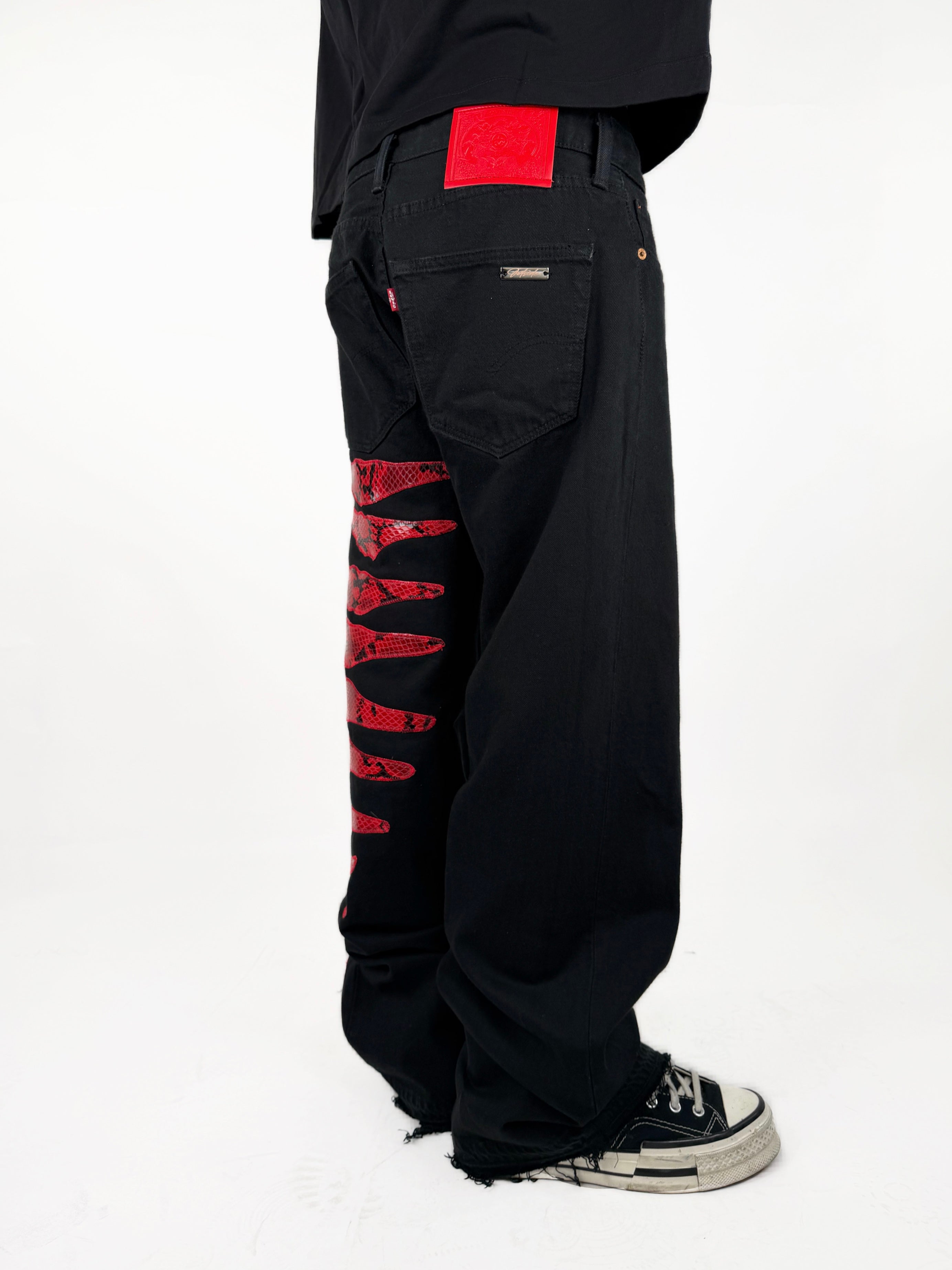 SKELETON LINE JEANS red phyton