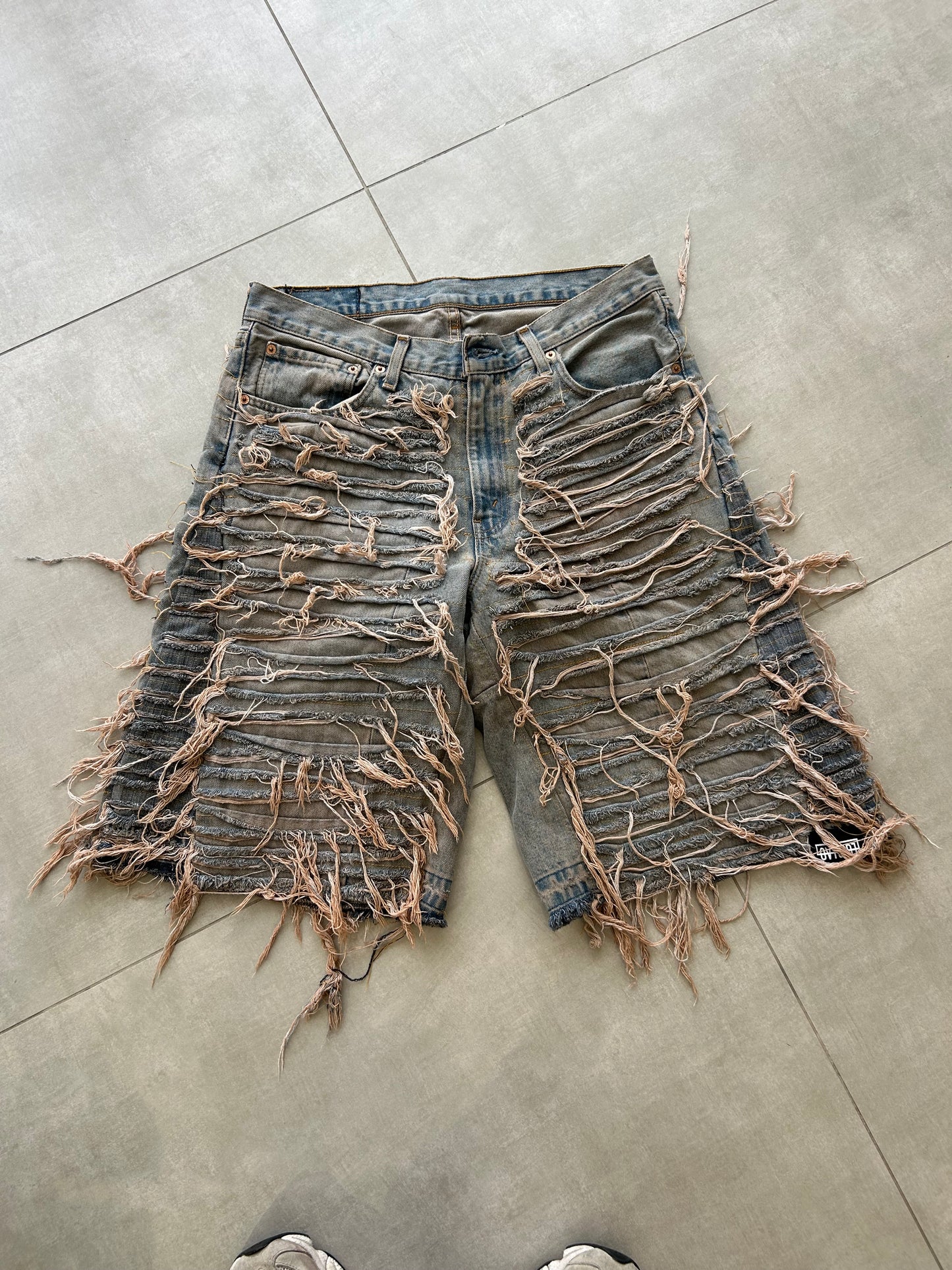 sandblasted shorts