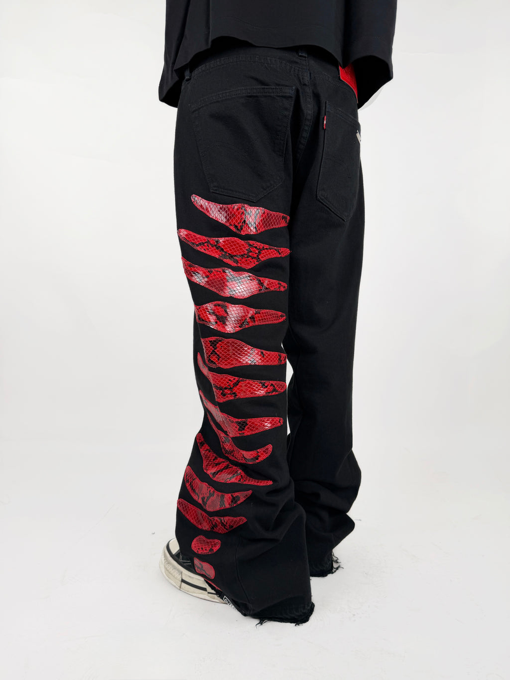 SKELETON LINE JEANS red phyton